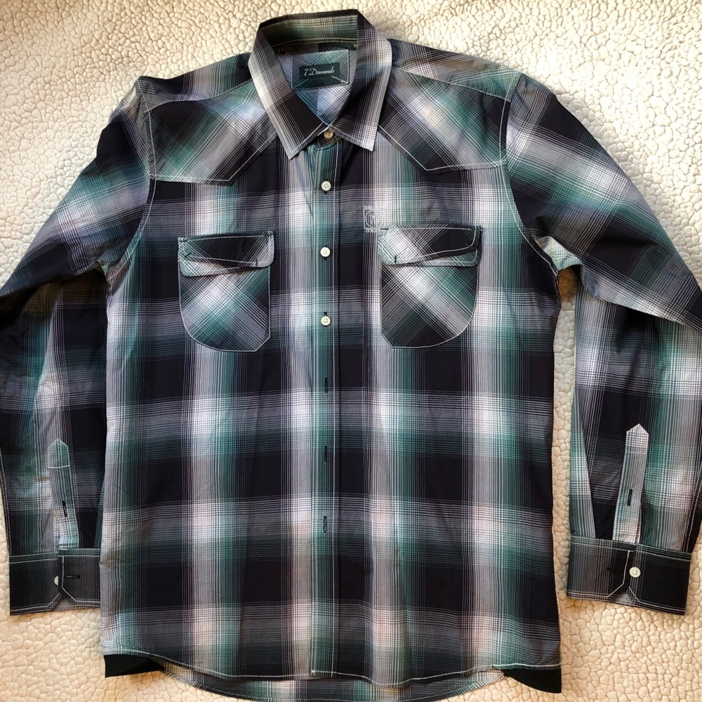 7 Diamonds Men’s XL Plaid Button Down Shirt
